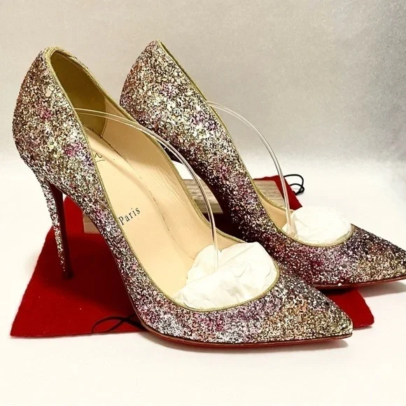 Christian Louboutin Pigalle Follies 100mm. Multi glitter speccio EU 40 - Picture 2 of 7